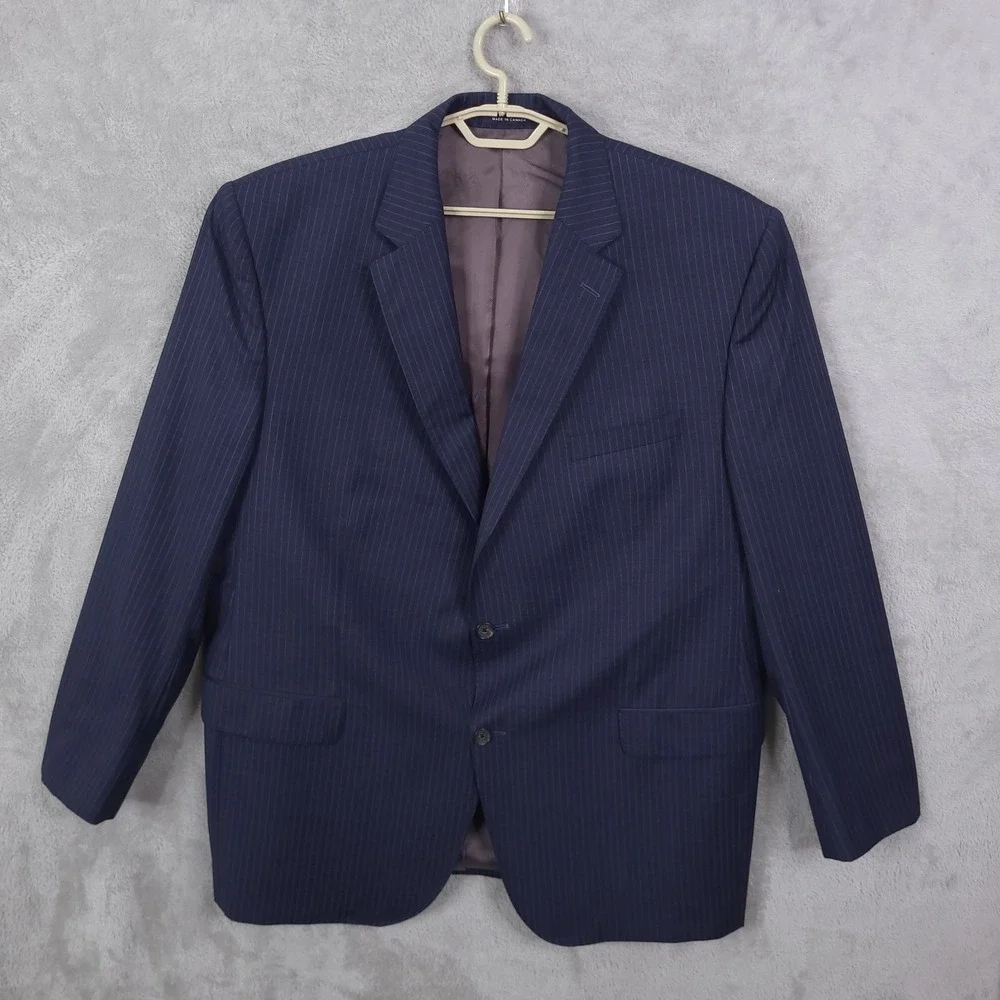 Cremieux loro piana blazer mens 44L- 50 Blue button front 100% wool Canada